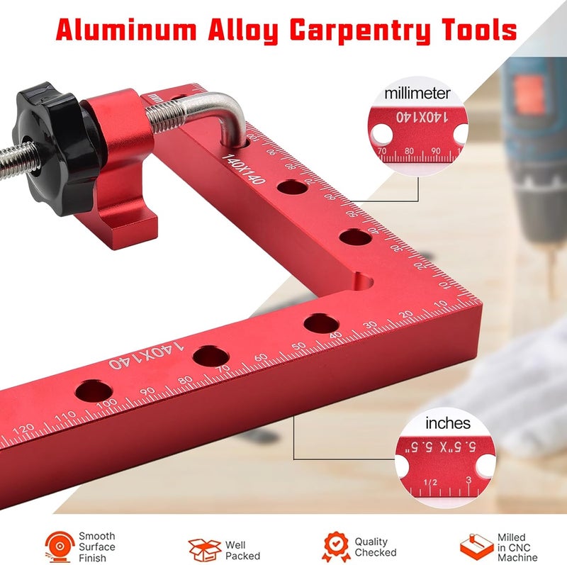 BOXmime 90 Degree Clamp Aluminum Alloy Corner Clamps for Woodworking,5.5" x 5.5"Carpenter Right Angle Clamping Square Tools for Box,Shelves,Picture frames,Drawers Cabinets Position (2 Pack) - Image 3